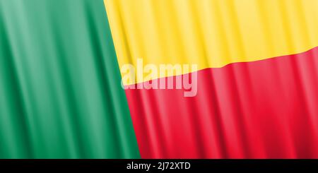 Drapeau vecteur ondulé du Bénin Illustration de Vecteur