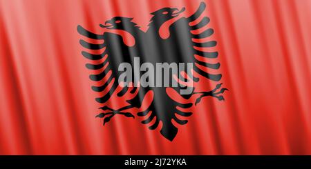 Drapeau vecteur ondulé de l'Albanie Illustration de Vecteur