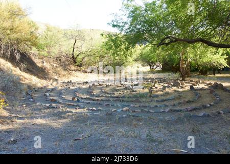 Labyrinthe rocheux à Winkleman, Arizona. Banque D'Images