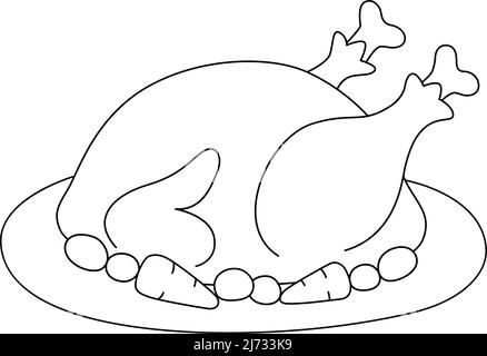 Page de coloriage isolée de Thanksgiving Turkey Feast Illustration de Vecteur