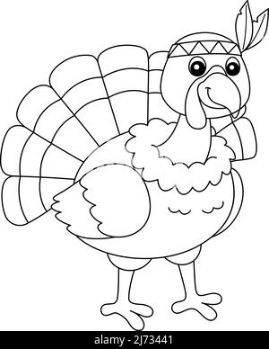 Adresse indienne de Thanksgiving Turquie isolée Illustration de Vecteur