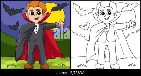 Illustration de la page de coloriage d'Halloween de vampire Illustration de Vecteur