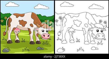 Couleur de la vache page Illustration colorée Illustration de Vecteur