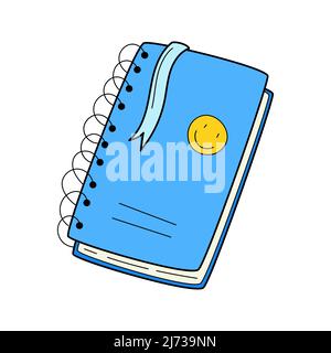Un joli carnet avec un printemps, des autocollants et un signet. Style Doodle. Illustration vectorielle colorée dessinée à la main. Les éléments de conception sont isolés sur un W. Illustration de Vecteur
