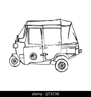 Bajaj est une icône des transports en commun dans la ville de Jakarta, en Indonésie. (Bajaj est un véhicule motorisé à trois roues) Illustration de Vecteur