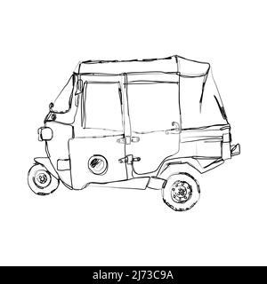 Bajaj est une icône des transports en commun dans la ville de Jakarta, en Indonésie. (Bajaj est un véhicule motorisé à trois roues) Illustration de Vecteur