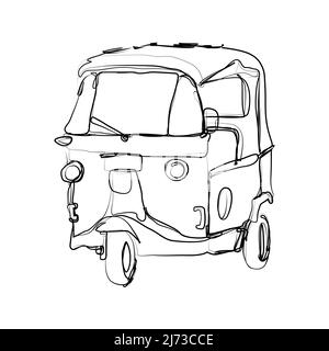 Bajaj est une icône des transports en commun dans la ville de Jakarta, en Indonésie. (Bajaj est un véhicule motorisé à trois roues) Illustration de Vecteur