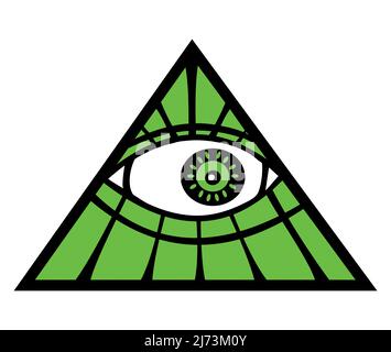 L'œil tout en vue, société secrète, illuminati, cabale, théorie de la conspiration, illustration du concept cults Banque D'Images