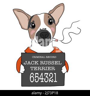 Illustration vectorielle de dessin animé criminel de chien Jack Russell Terrier Illustration de Vecteur