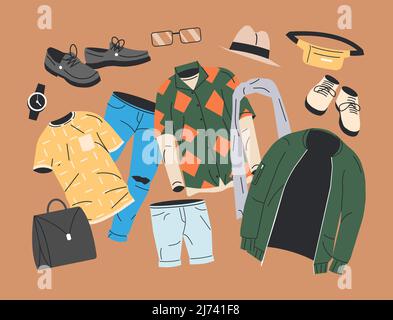 Collection de garde-robe pour homme. Illustration de Vecteur