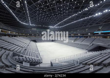 HANGZHOU, CHINE - 19 DÉCEMBRE 2021 - vue intérieure du stade principal du centre sportif olympique de hangzhou, province du Zhejiang, Chine, AP Banque D'Images