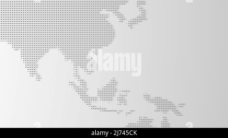 carte asie 3D Pixel fond blanc. Des points numériques dans la forme de la terre mondiale. . Illustration 3D de haute qualité Banque D'Images