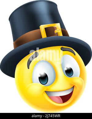 L'icône du craon Emoji de Thanksgiving Pilgrim Emoticon Illustration de Vecteur