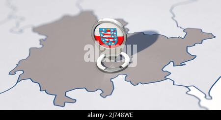 Etat de Thuringe et PIN de navigation avec le drapeau de Thuringe Banque D'Images