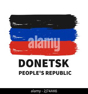 Drapeau de la République populaire de Donetsk isolé sur blanc. Etat non reconnu en Europe de l'est. Modèle vectoriel. Illustration de Vecteur