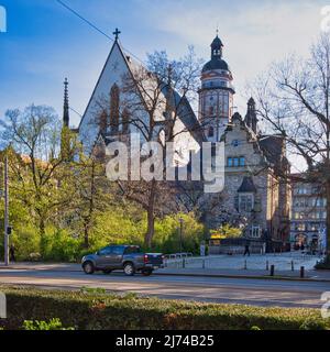 Thomaskirche à Leipzig, lieu de travail de Johann Sebastian Bach, Leipzig, Saxe, Allemagne Banque D'Images