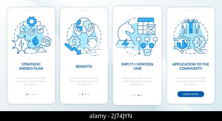 Concentrez-vous sur l'écran bleu de l'application mobile d'intégration de la stratégie énergétique Illustration de Vecteur