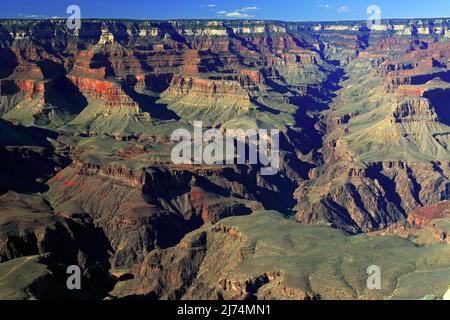 Vue depuis le plateau sud près de Yavapai point du Grand Canyon au coucher du soleil, États-Unis, Arizona, parc national du Grand Canyon Banque D'Images