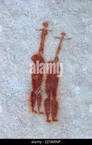 Ancienne peinture rock du San, indigènes de l'Afrique du Sud, Sentier d'art rupestre de Séville, Cederberge près de Clanwilliam et Wuppertal, Afrique du Sud, Ouest Banque D'Images