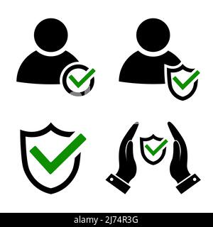 Icône de protection définie. Symbole de sécurité du profil utilisateur. Illustration de Vecteur