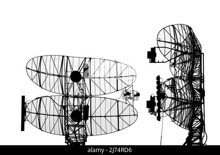 Radars de défense aérienne de contour des systèmes antiaériens mobiles militaires, industrie militaire moderne sur fond blanc, Russie Banque D'Images