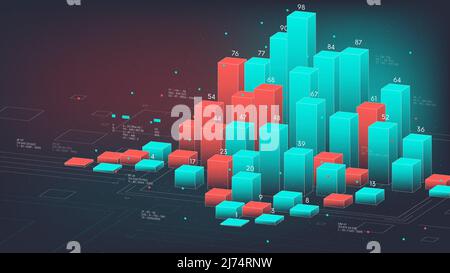 Graphique à colonnes des graphiques financiers d'entreprise avec élément graphique en pourcentage, illustration vectorielle analytique et statistique du Big Data Illustration de Vecteur