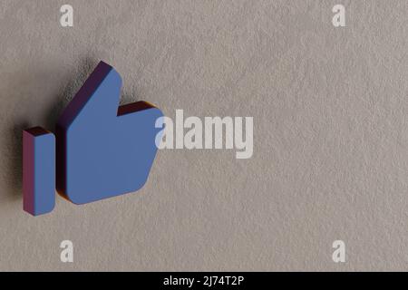 Belles illustrations abstraites Blue Thumb Up Alt symbol icons on a Wall background. 3d illustration du rendu. Motif d'arrière-plan pour la conception. Banque D'Images