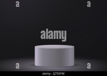 3d podium ou piédestal réaliste sur fond noir. Maquette de présentation de produit Illustration de Vecteur