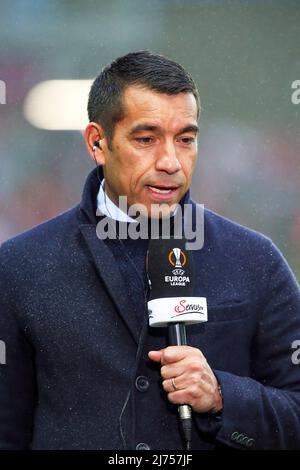 GIOVANNI VAN BRONCKHORST, directeur du club de football des Rangers, actuellement en première écossaise. Bronckhorst a déjà joué pour les Rangers. Banque D'Images