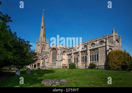 Thaxted Essex Angleterre Royaume-Uni Mai 2022 Église Thaxted vue traditionnelle. L'église Saint Jean-Baptiste avec notre Dame et Saint Laurence est le paris Banque D'Images