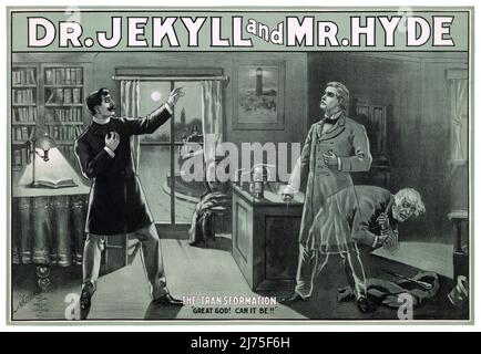 M. Jekyll et M. Hyde par Robert Louis Stevenson (1850-1894). Affiche publiée en 1880 aux États-Unis. Banque D'Images