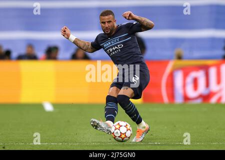 Madrid, Espagne, le 4th mai 2022. Kyle Walker de Manchester City lors du match de la Ligue des champions de l'UEFA au Bernabeu, Madrid. Le crédit photo devrait se lire: Jonathan Moscrop / Sportimage Banque D'Images