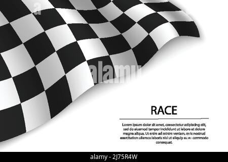 Drapeau de course à carreaux sur fond blanc.Modèle vectoriel de bannière ou de ruban Illustration de Vecteur