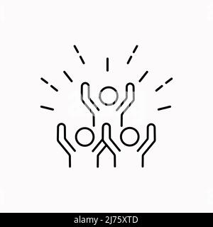 Trois heureux motivé personnes logo de style de ligne. Groupe de personnes. Thème du travail d'équipe. Amis ensemble. Illustration de Vecteur