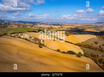 Vol au-dessus des merveilleux paysages ruraux de l'Italie du Sud, Banque D'Images