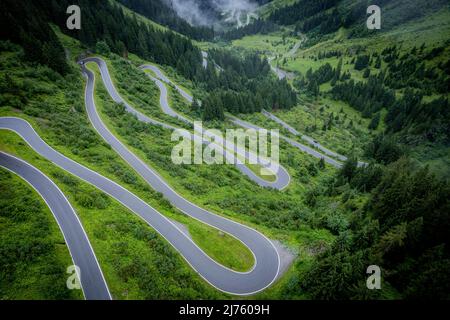 Silvretta High Alpine Road en Autriche Montafon, vue aérienne, Banque D'Images