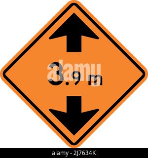 Signe de faible dégagement devant. En raison de la limitation de hauteur, travaux de construction de routes. Signes et symboles de sécurité. Illustration de Vecteur
