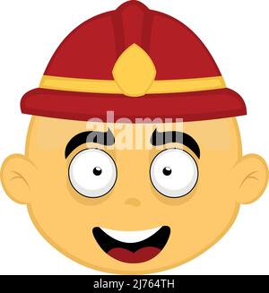 Illustration vectorielle d'un visage de personnage de dessin animé jaune avec un chapeau de pompier Illustration de Vecteur