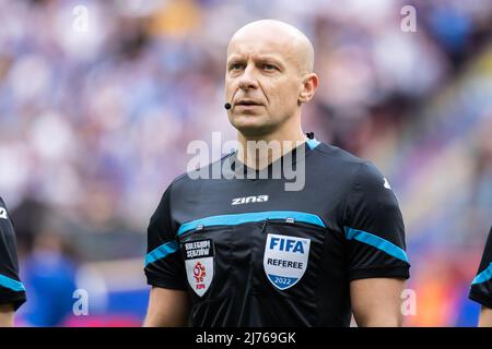 Arbitre Szymon Marciniak vu lors du match final de la coupe polonaise Fortuna entre Lech Poznan et Rakow Czestochowa au stade national de PGE. Score final; Lech Poznan 1:3 Rakow Czestochowa. Banque D'Images