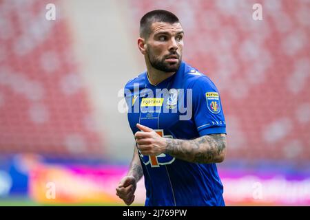 Pedro Rebocho de Lech vu lors du match final de la coupe polonaise de Fortuna entre Lech Poznan et Rakow Czestochowa au stade national de PGE. Score final; Lech Poznan 1:3 Rakow Czestochowa. Banque D'Images