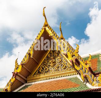 Toit du Temple, Palais Royal, Grand Palais, Wat Phra Kaeo, Temple du Bouddha d'Émeraude, Bangkok, Thaïlande, Asie Banque D'Images