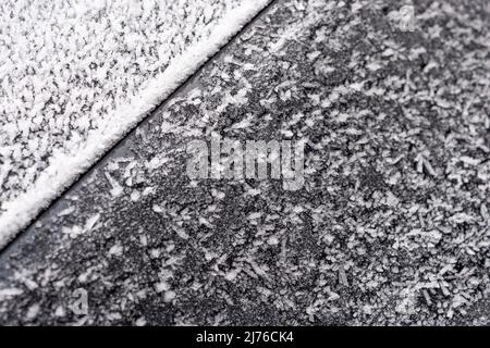 Hoarfrost, Kastel-Staadt, Vallée du Saar, Rhénanie-Palatinat, Allemagne Banque D'Images