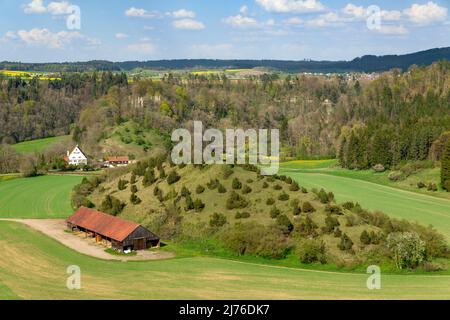 L'Allemagne, Rottweil, l'Umlaufberg, également appelé Bergle, est situé dans une ancienne boucle fluviale dans la vallée du Neckar, près du domaine de Neckarburg. Banque D'Images