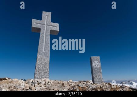 Sommet sur la Seekarlspitze (2261 m) dans les montagnes de Rofan. Banque D'Images