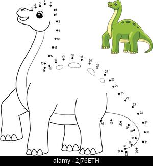 Brachiosaurus Dinosaur point à point isolé Illustration de Vecteur