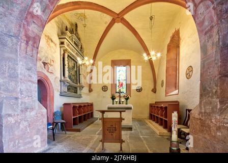 Organe de nid d'hirondelle, design intérieur, choeur, église, St. Kilian, château, Bedheim, Römhild, Thuringe du Sud, Allemagne, Europe Banque D'Images