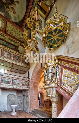 Organe de nid d'hirondelle, décoration intérieure, église, Saint Kilian, château, Bedheim, Römhild, Thuringe du Sud, Allemagne, Europe Banque D'Images