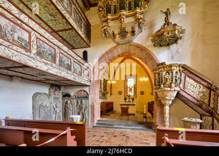 Organe de nid d'hirondelle, design intérieur, choeur, église, St. Kilian, château, Bedheim, Römhild, Thuringe du Sud, Allemagne, Europe Banque D'Images