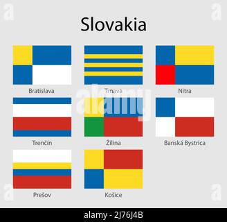 Set drapeaux des comtés de Slovaquie, toutes les régions slovaques drapeau collection Illustration de Vecteur