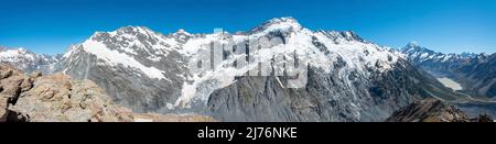 Mont Sefton depuis la route Mueller Hut, Mount Cook en arrière-plan, Île du Sud de la Nouvelle-Zélande Banque D'Images